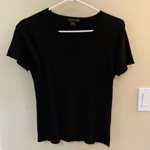 2/$22 August Silk Black Short Sleeved Sweater